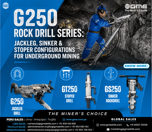 G250 Rock Drill Series: Jackleg, Sinker & Stoper Configurations for Underground Mining